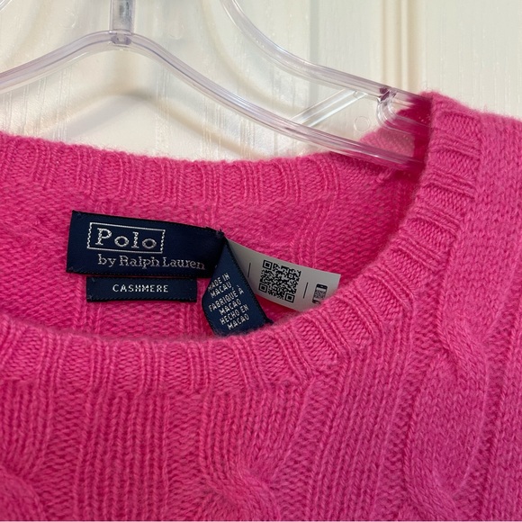 Polo Ralph Lauren 100% Cashmere Iconic Cable Knit Sweater in Pink Size M - Picture 2 of 11